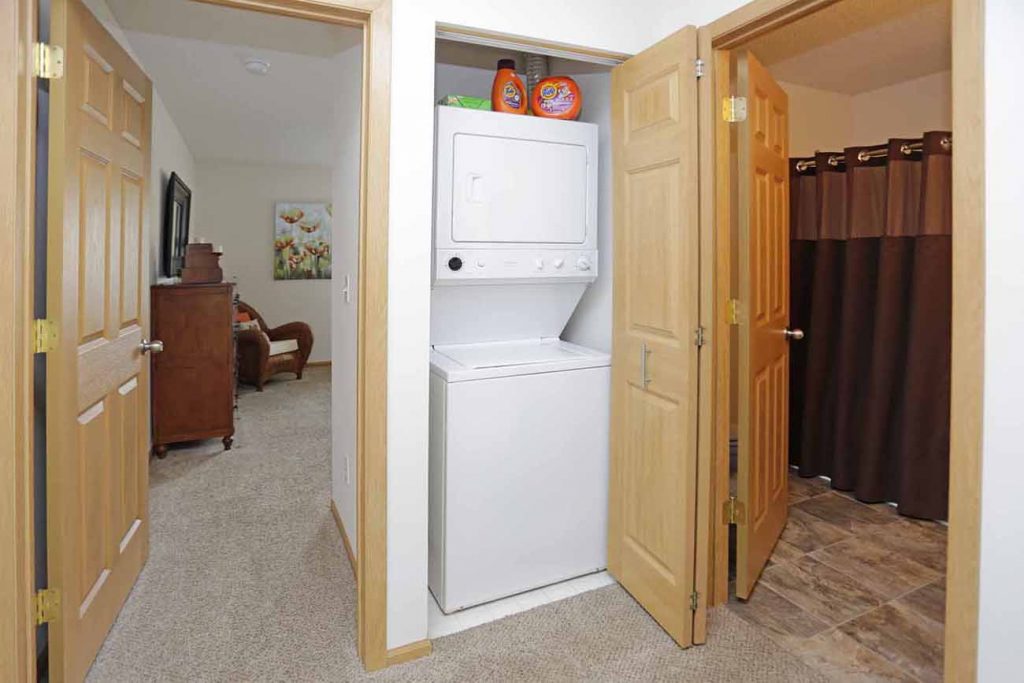 Full-size washer and dryer in all units